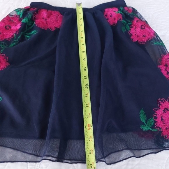 Speechless - Navy Blue & Pink Floral Tulle Layered Skater/Mini Skirt - Picture 12 of 12